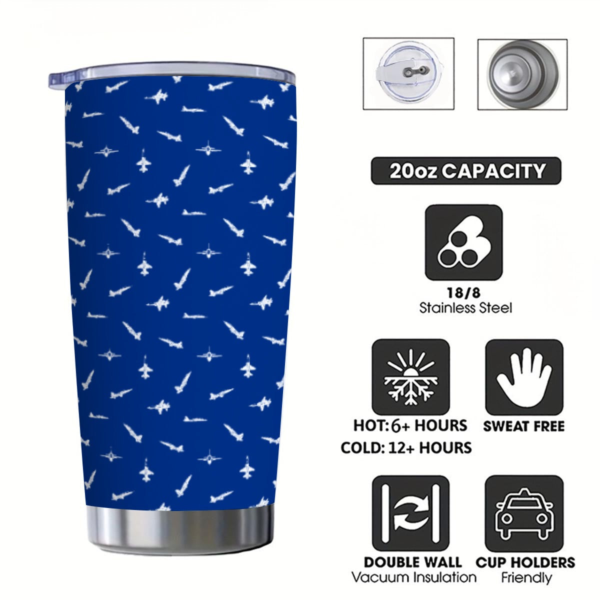 White Rocket 20oz Tumbler with Sliding Lid